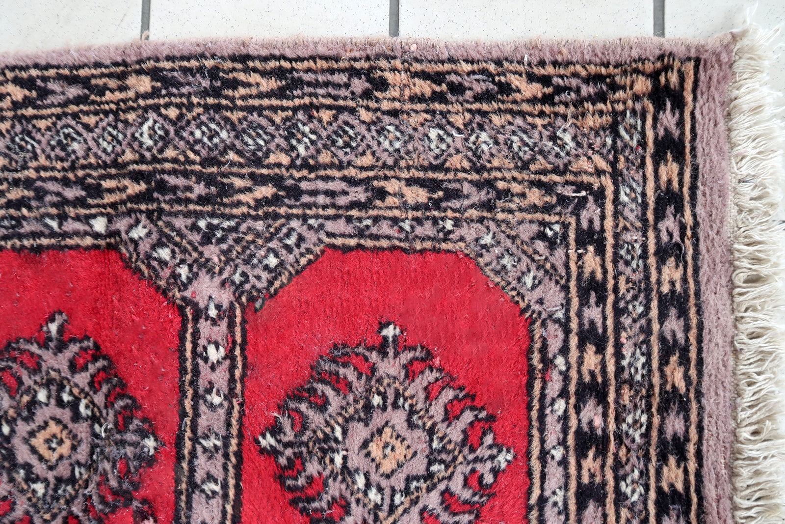 Handmade vintage Uzbek Bukhara rug 1970s