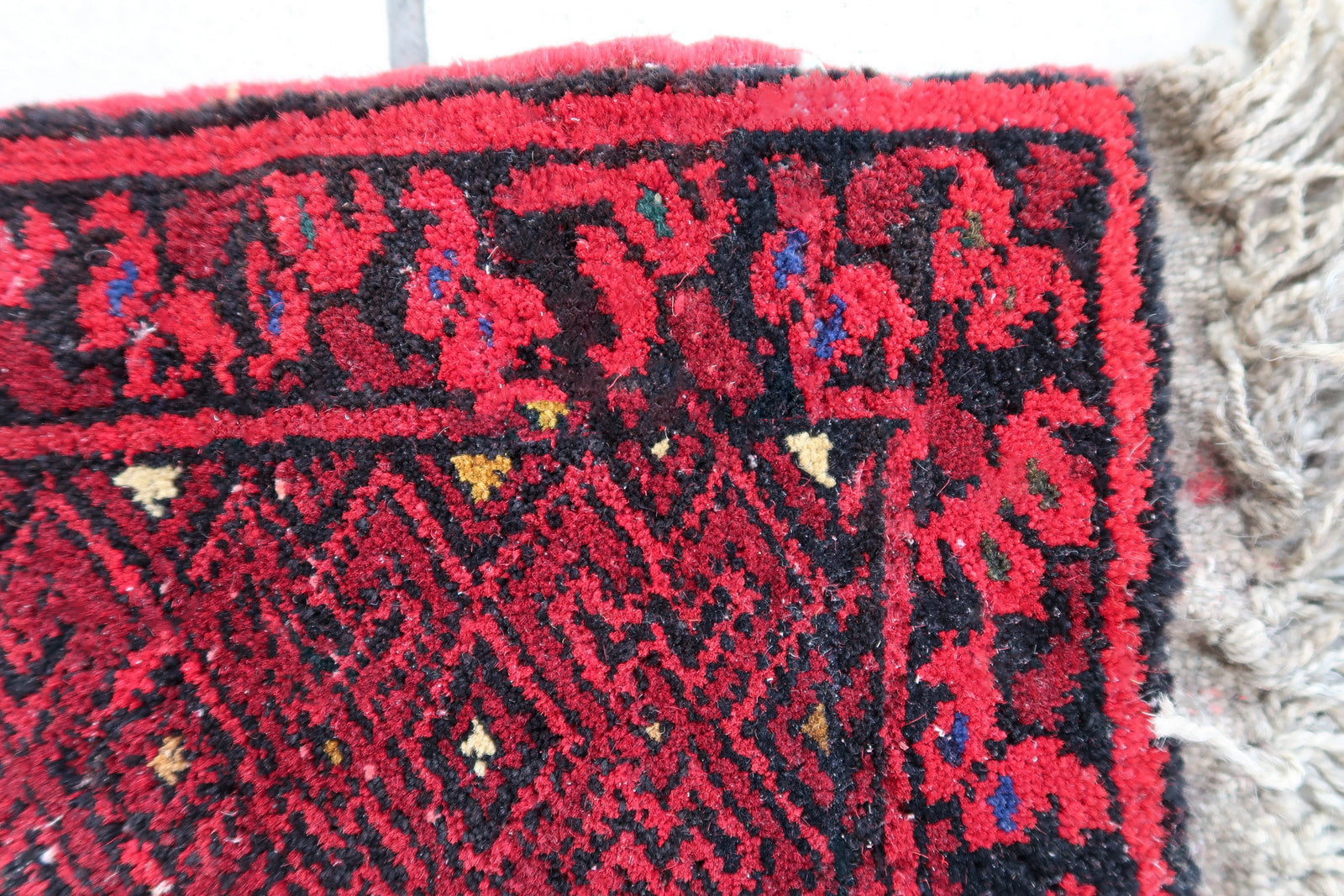Handmade vintage Afghan Ersari mat 1970s