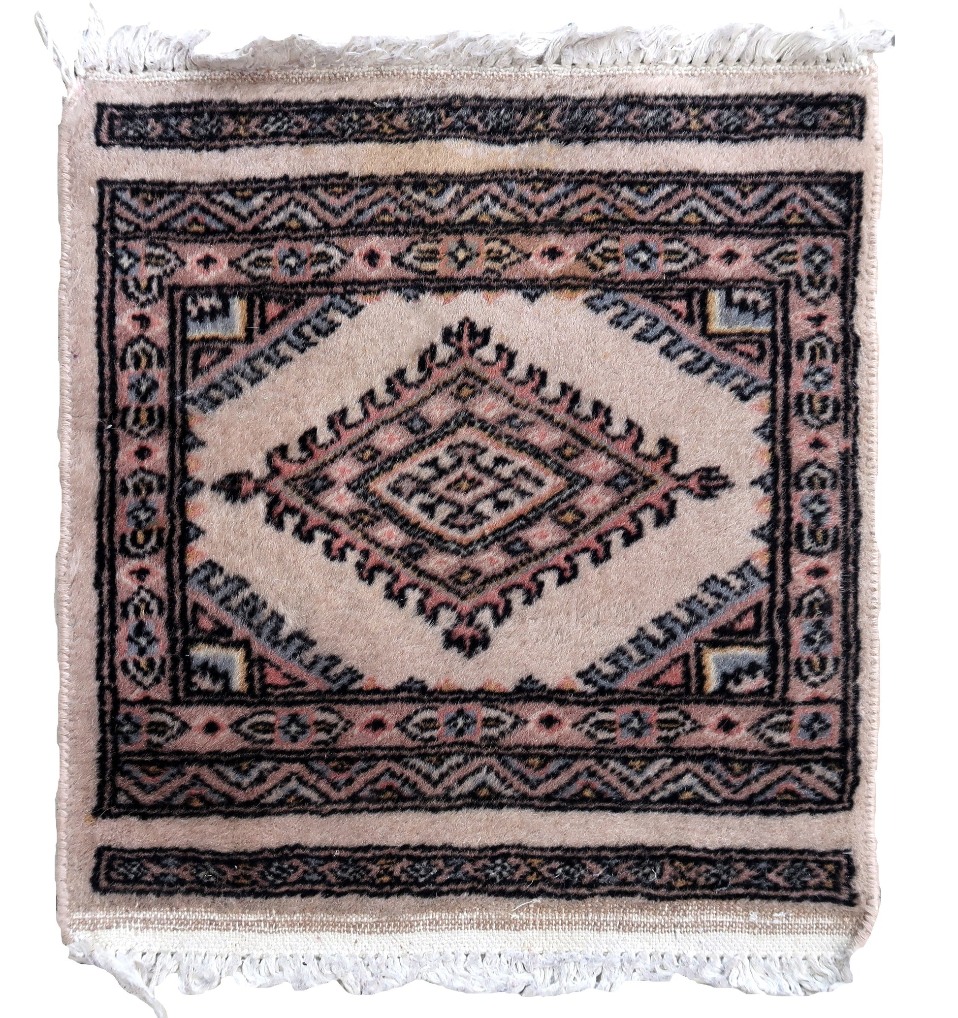 Handmade vintage Uzbek Bukhara mat 1970s