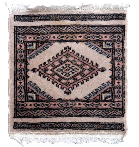Handmade vintage Uzbek Bukhara mat 1970s
