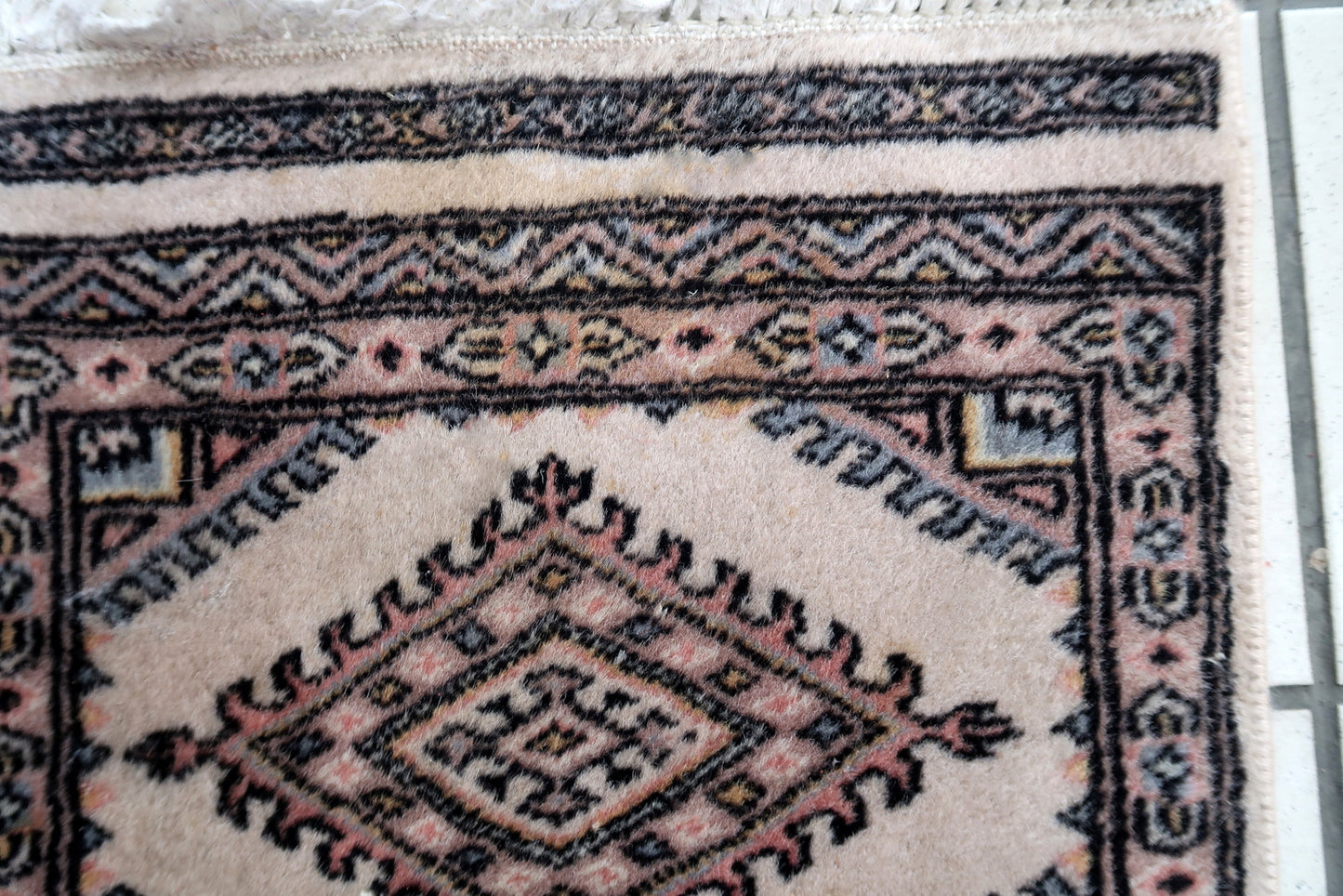 Handmade vintage Uzbek Bukhara mat 1970s