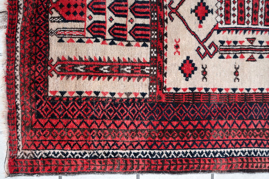 Handmade antique Afghan Baluch prayer rug 1910s