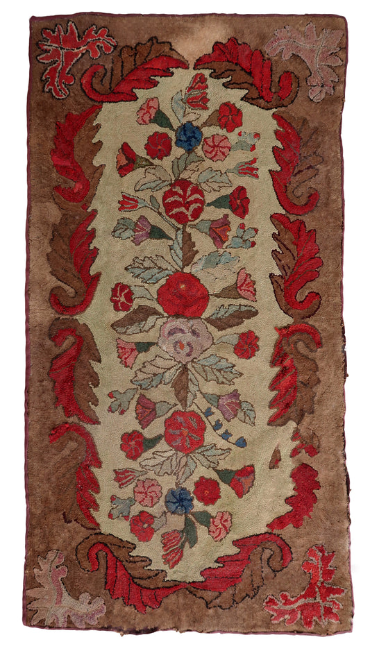Handmade antique American Hooked rug 1880s