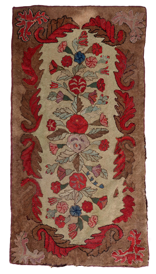 Handmade antique American Hooked rug 1880s