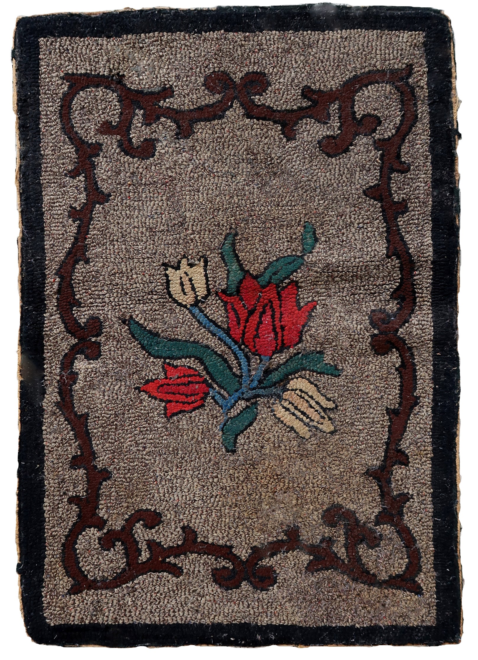 Handmade antique American Hooked rug 1880s