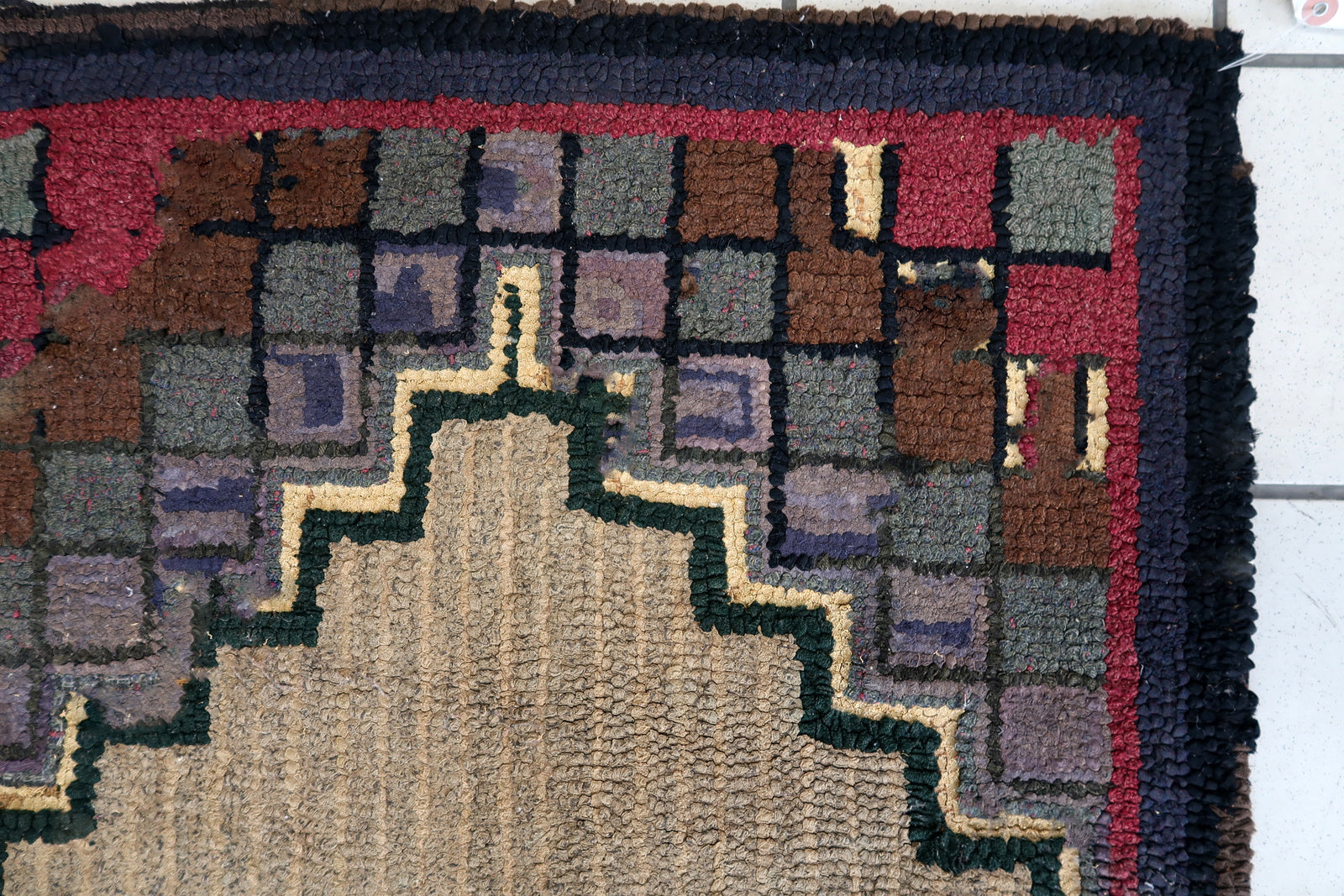 Handmade antique American Hooked rug 1880s