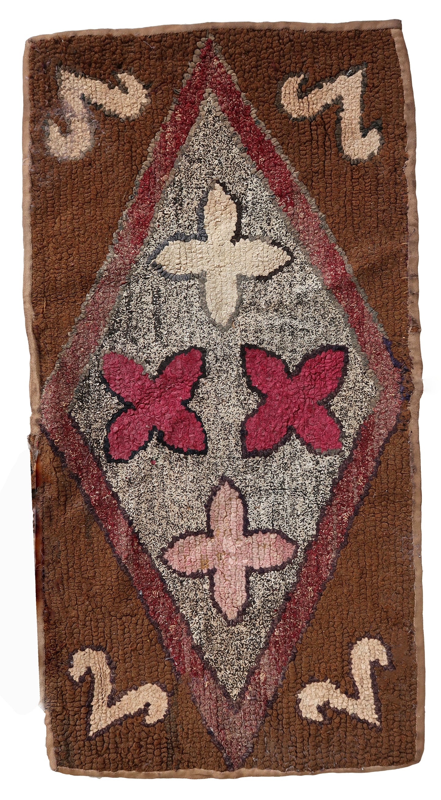 Handmade antique American Hooked rug 1900s