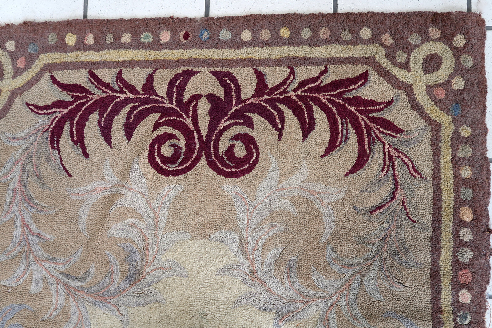Handmade antique American Hooked rug 1880s