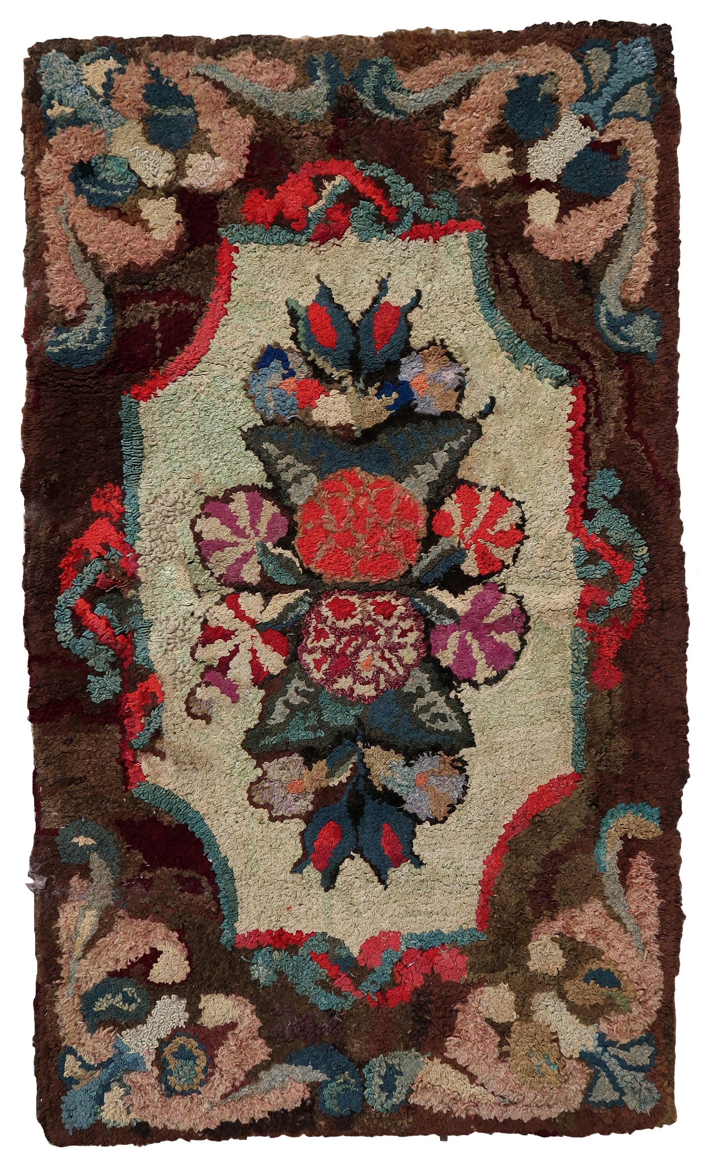 Handmade antique American Hooked rug 1880s
