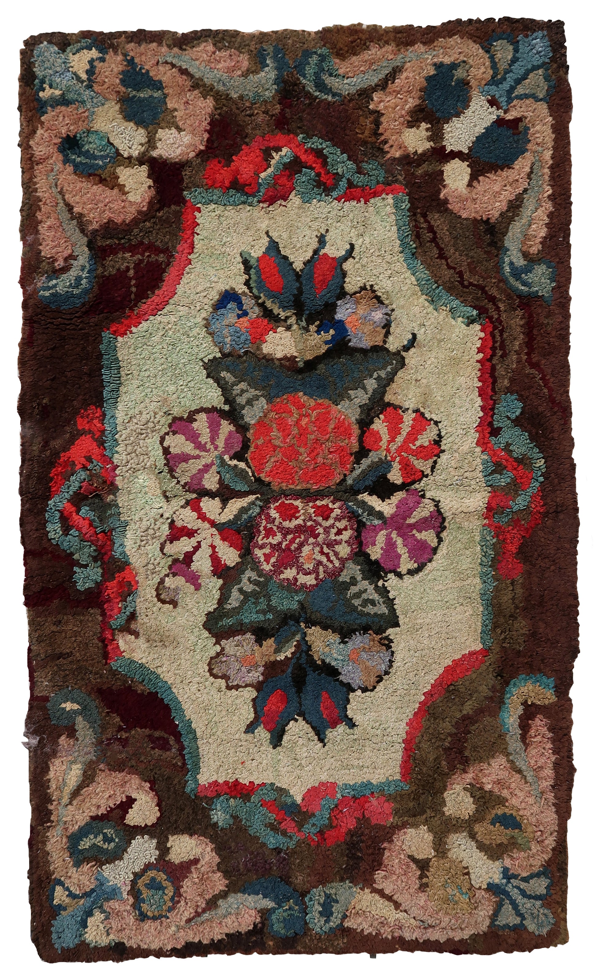 Handmade antique American Hooked rug 1880s