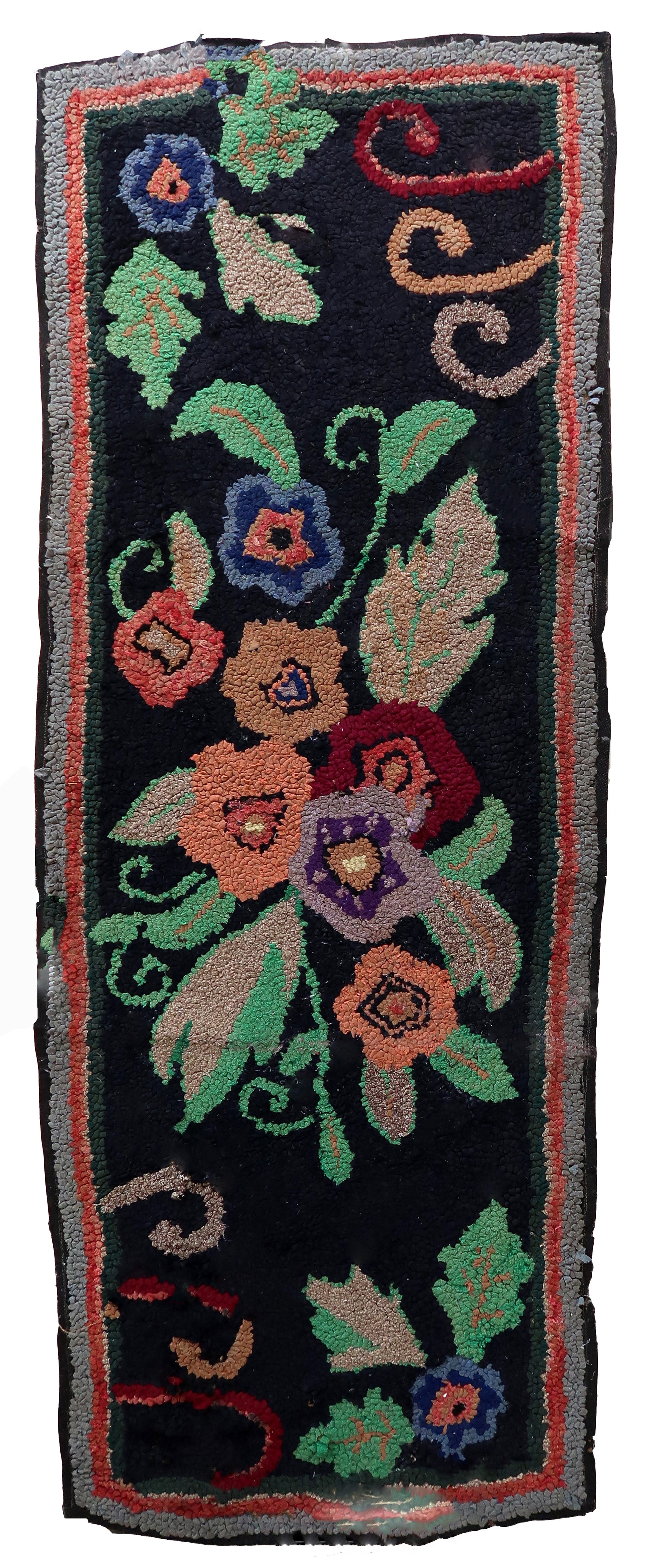 Handmade antique American Hooked rug 1900s