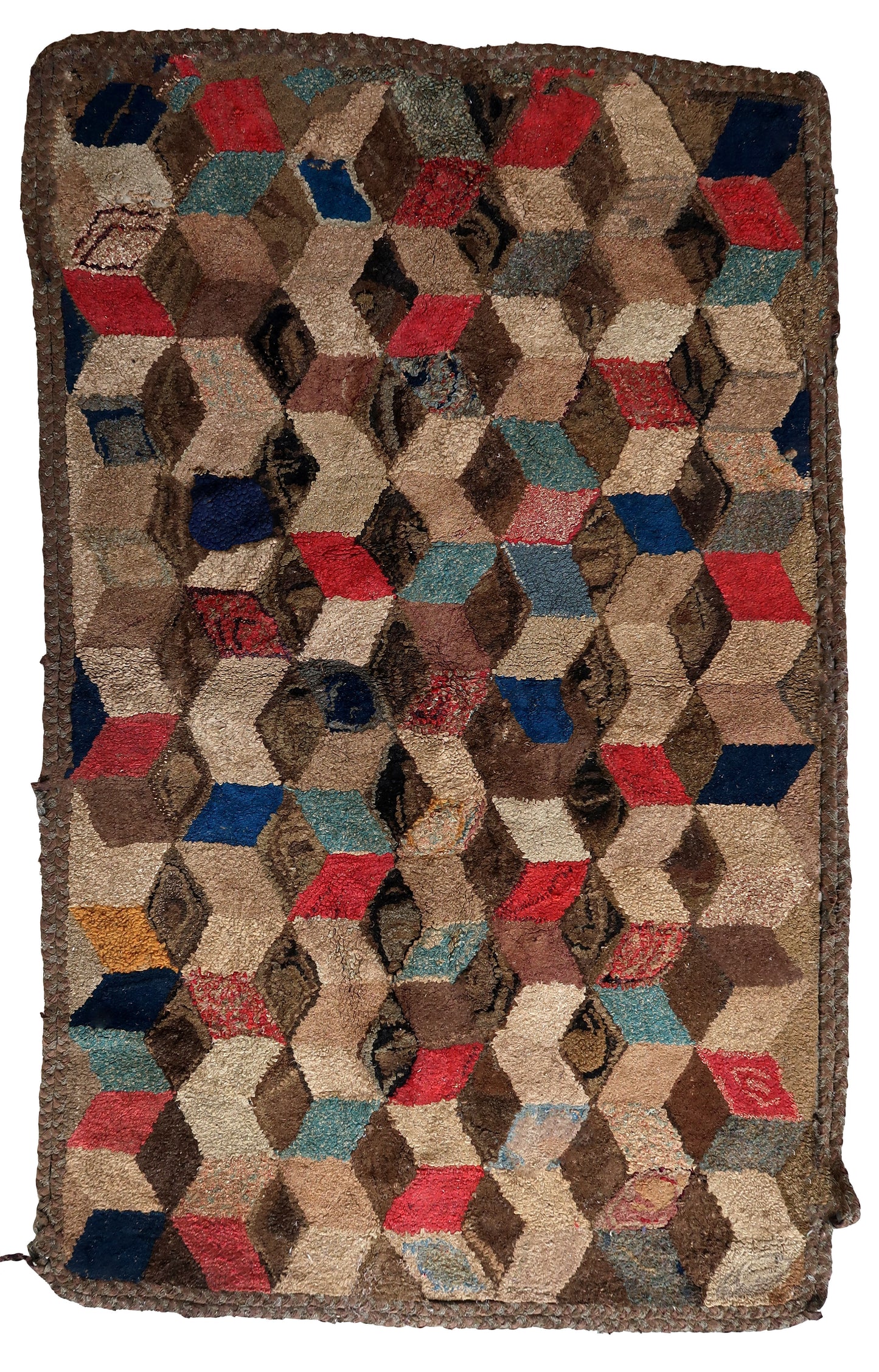 Handmade antique American Hooked rug 1880s