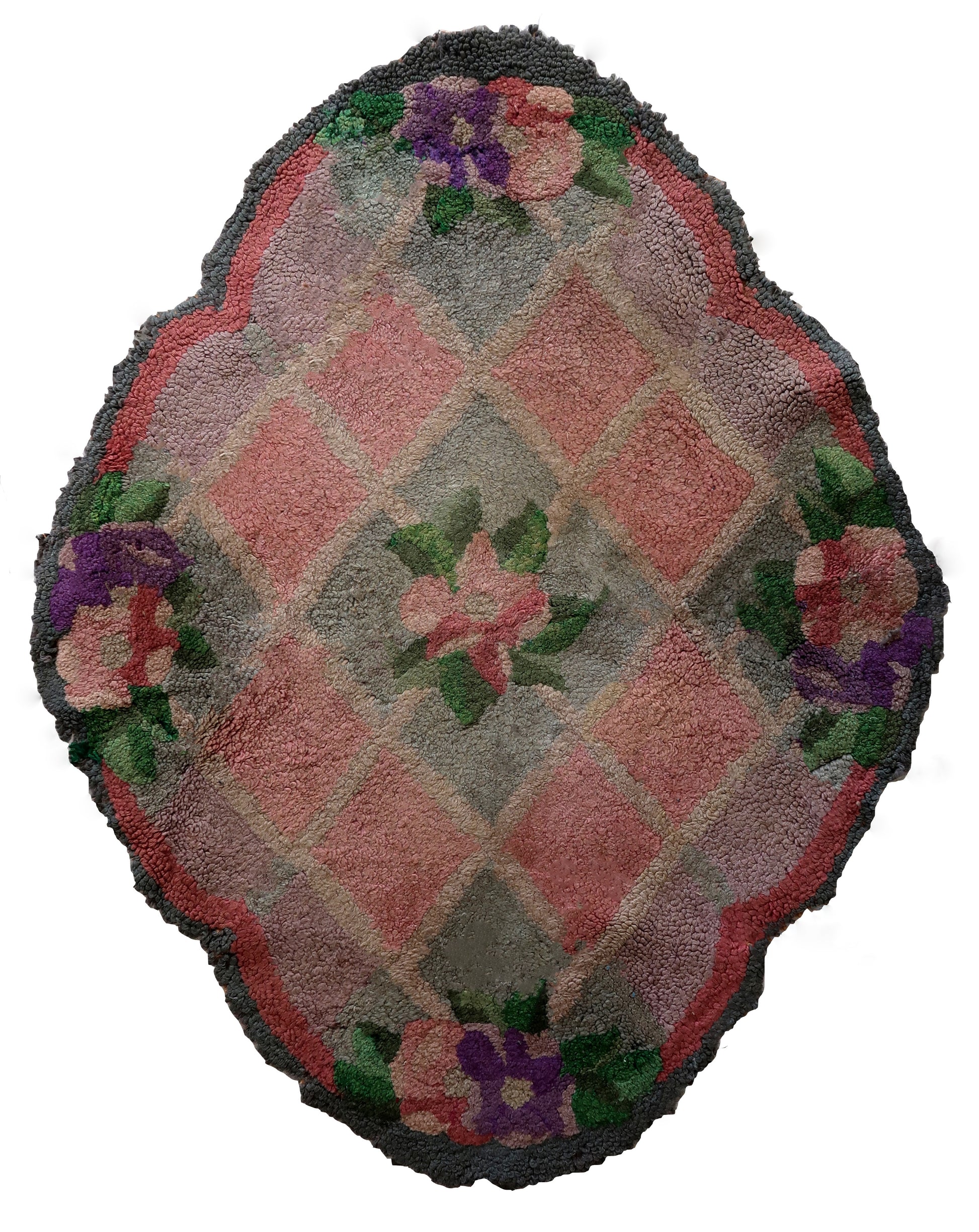 Handmade vintage American Hooked rug 1960s
