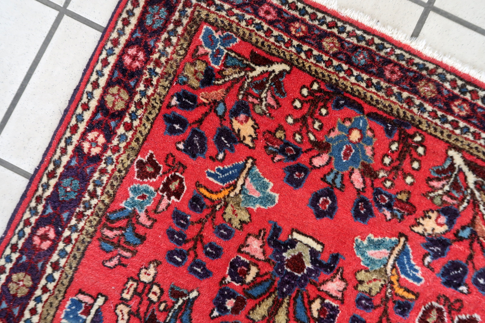 Handmade vintage Persian Sarouk rug 1970s