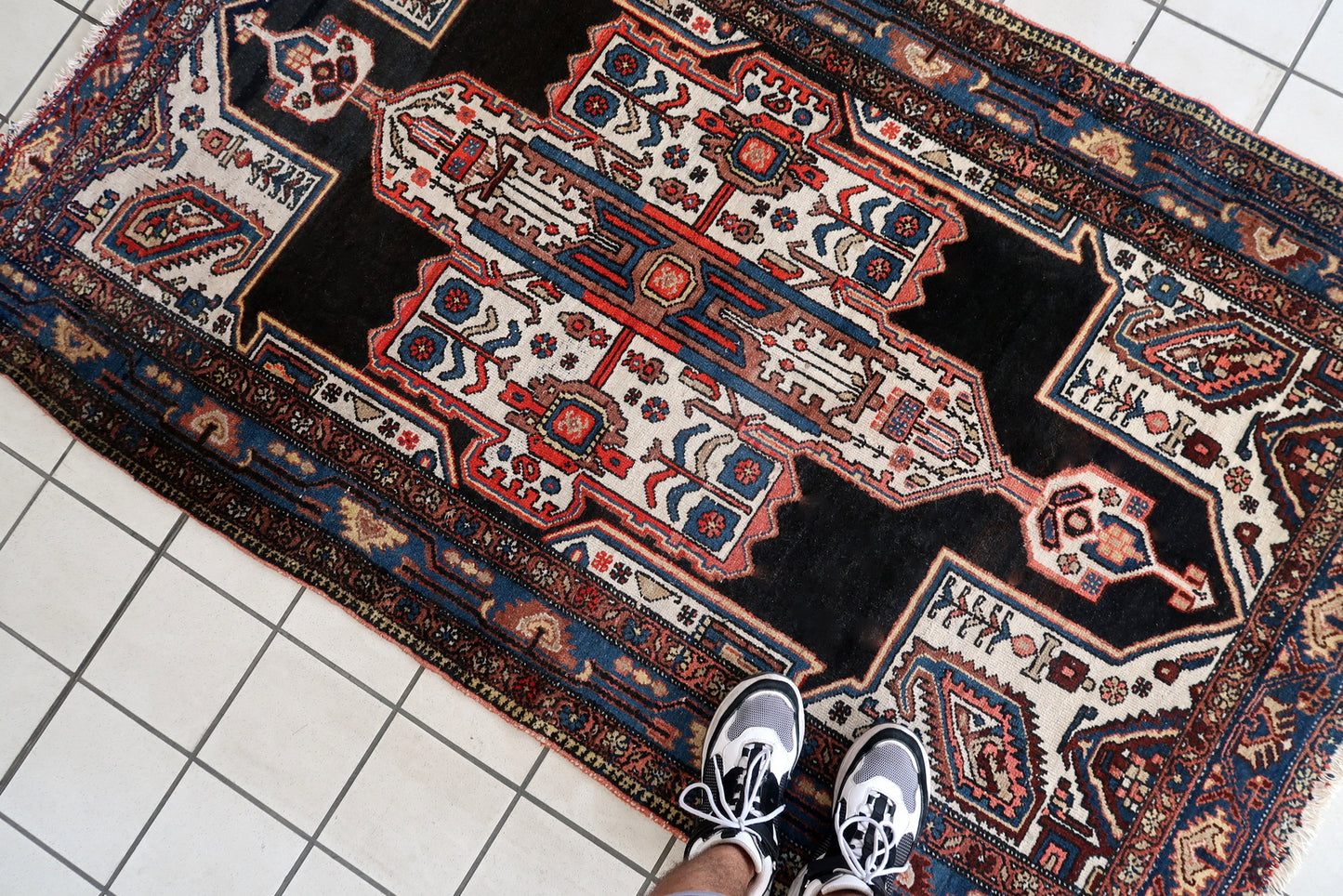 Handmade antique Persian Malayer rug 4' x 6.5' (123cm x 199cm) 1920s - 1C999