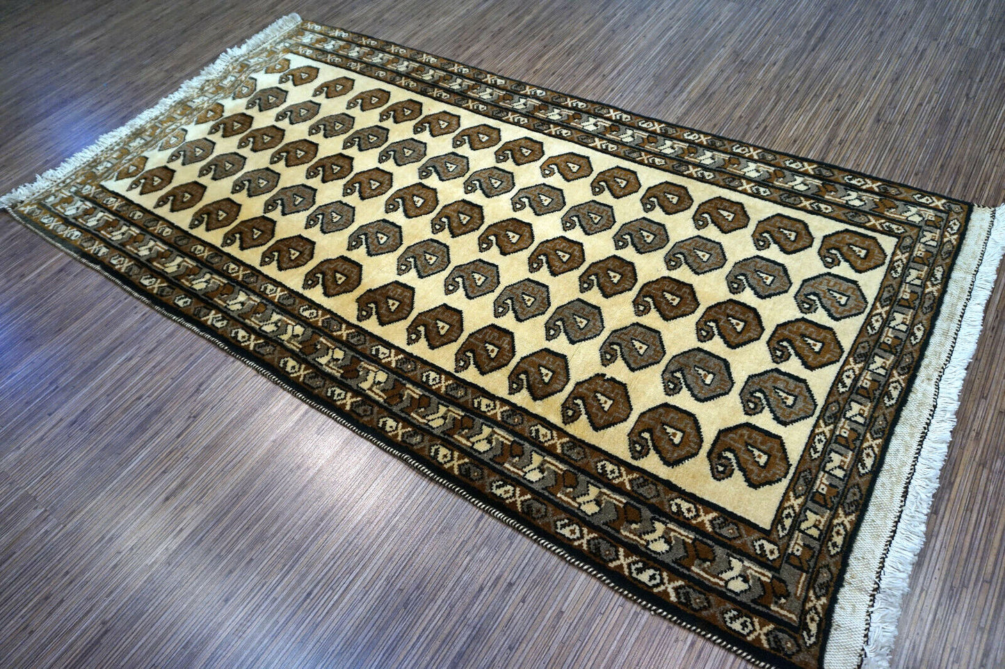 Handmade vintage Persian Gabbeh rug 3.2' x 6.1' (99cm x 187cm) 1970s - 1D01