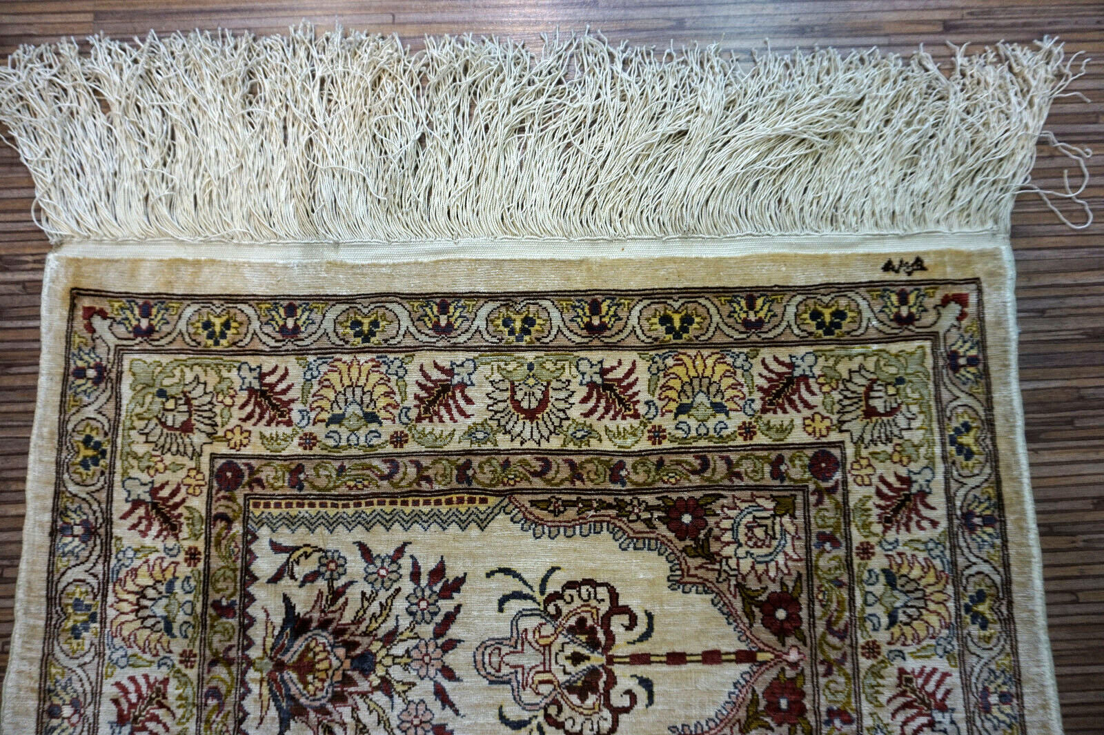 Handmade vintage Turkish Hereke silk rug 1970s