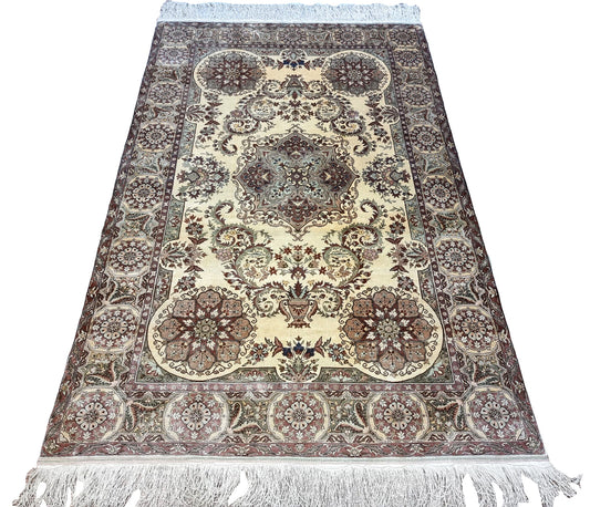 Handmade vintage Turkish Kayseri silk rug 1970s