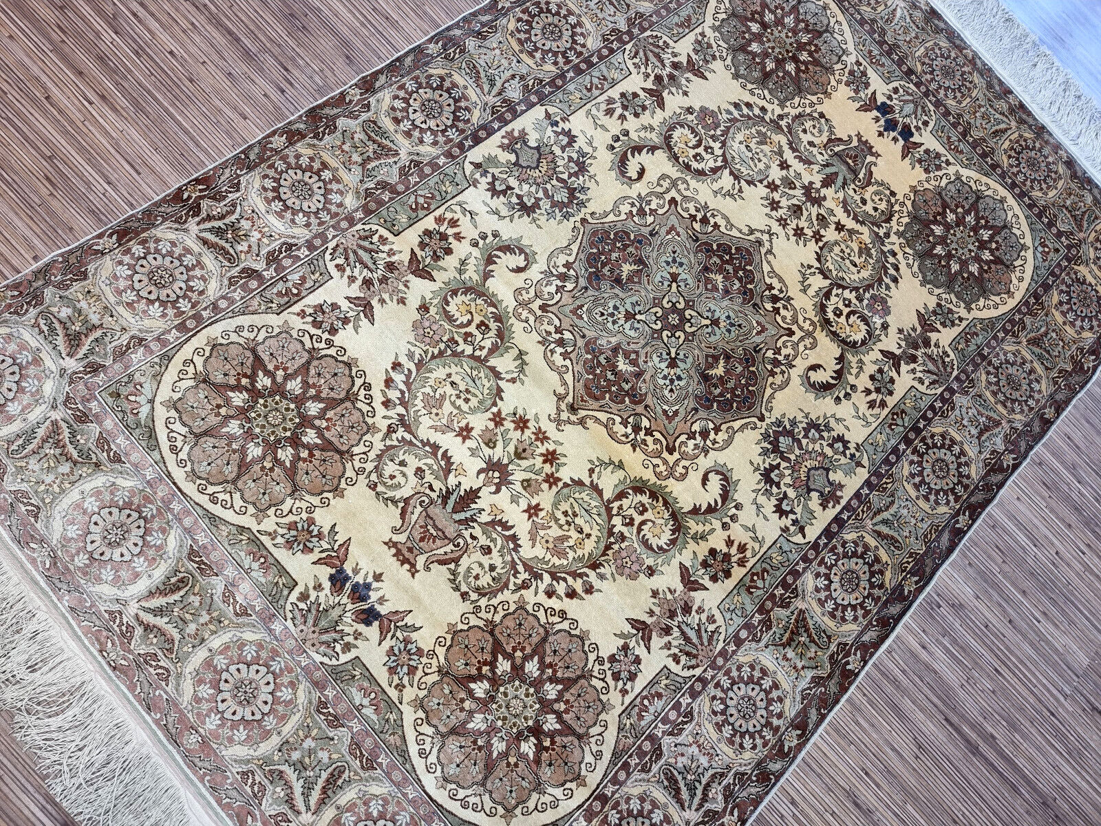 Handmade vintage Turkish Kayseri silk rug 1970s