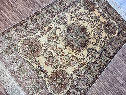 Handmade vintage Turkish Kayseri silk rug 1970s