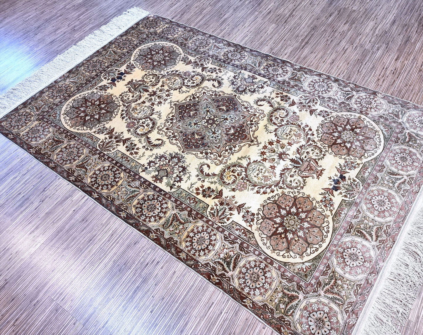 Handmade vintage Turkish Kayseri silk rug 1970s