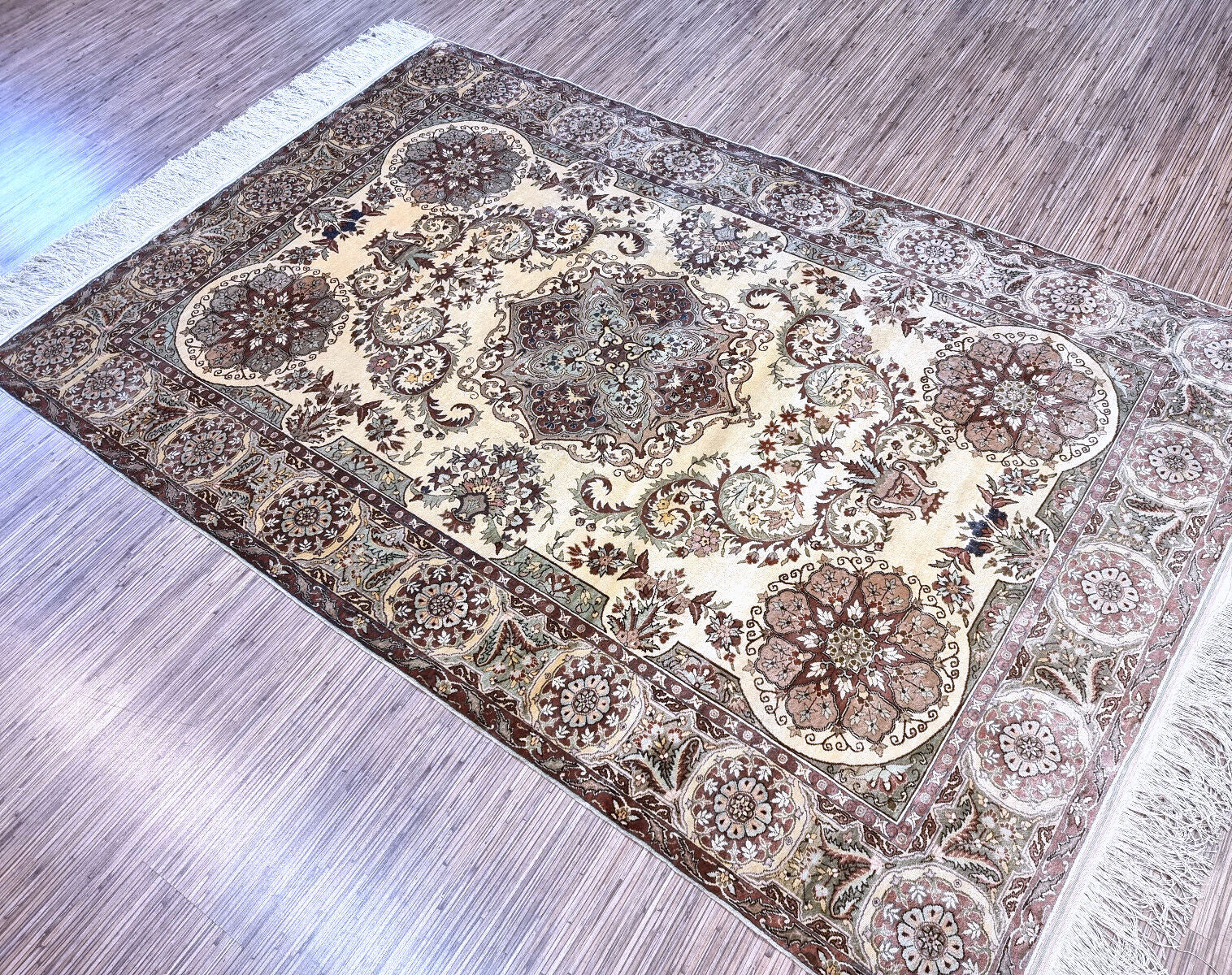 Handmade vintage Turkish Kayseri silk rug 1970s