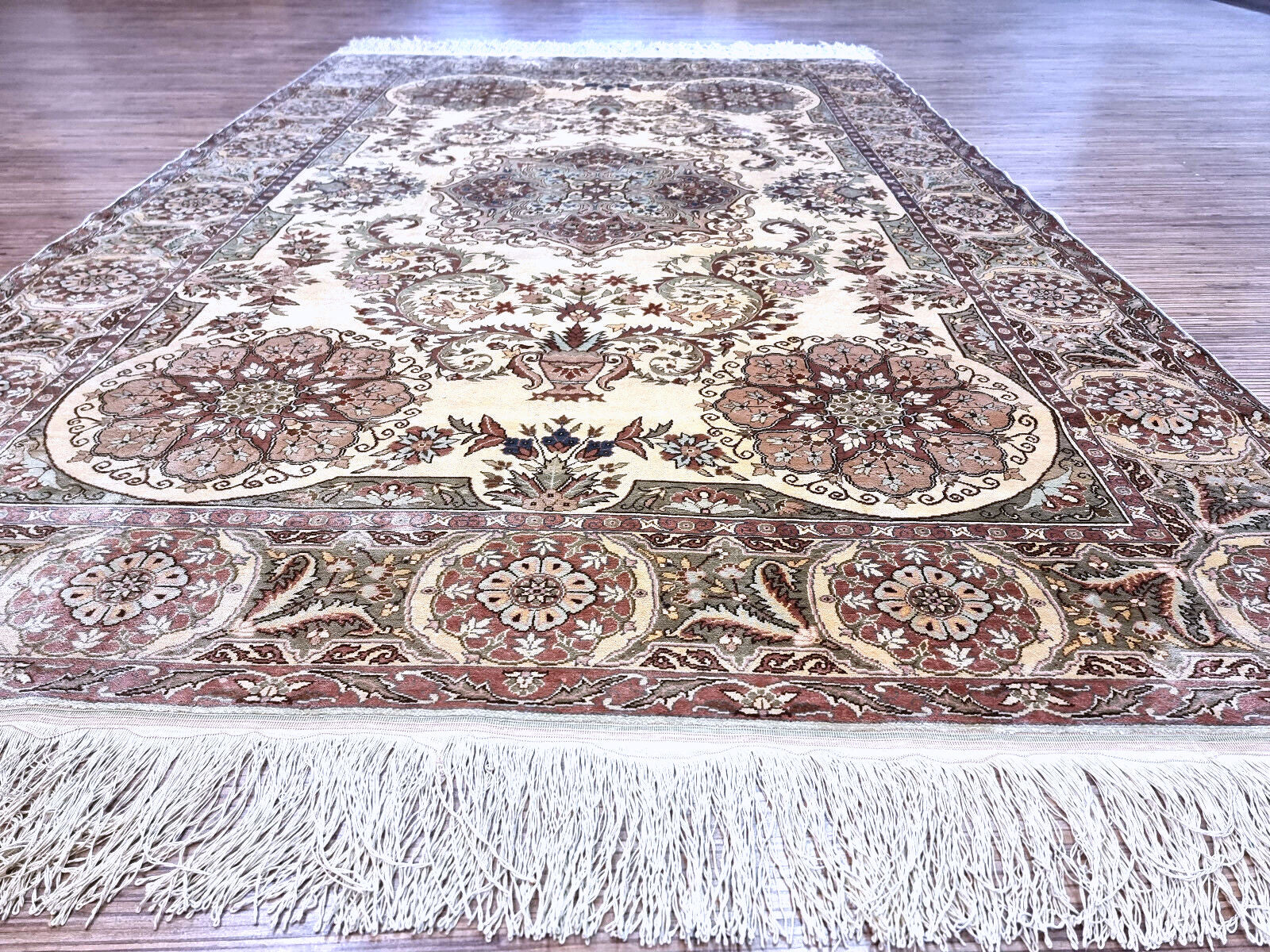 Handmade vintage Turkish Kayseri silk rug 1970s