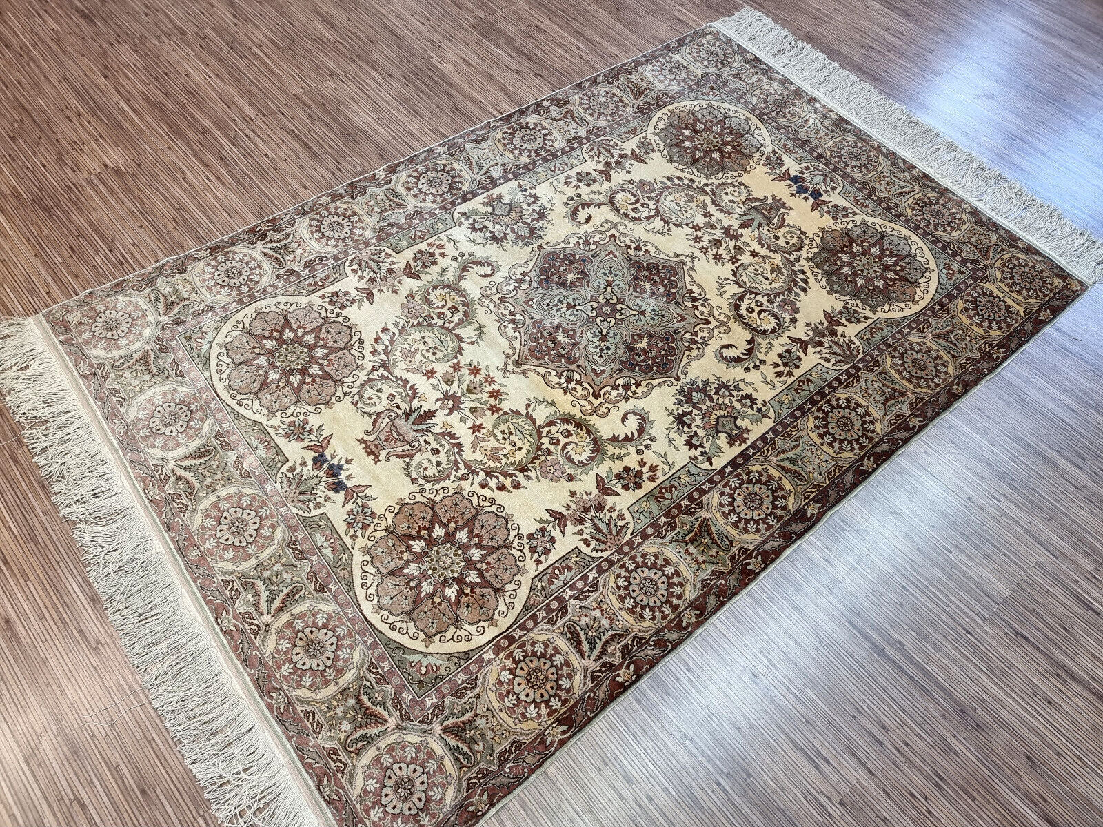 Handmade vintage Turkish Kayseri silk rug 1970s