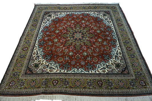 Handmade vintage Persian Tabriz rug 1970s