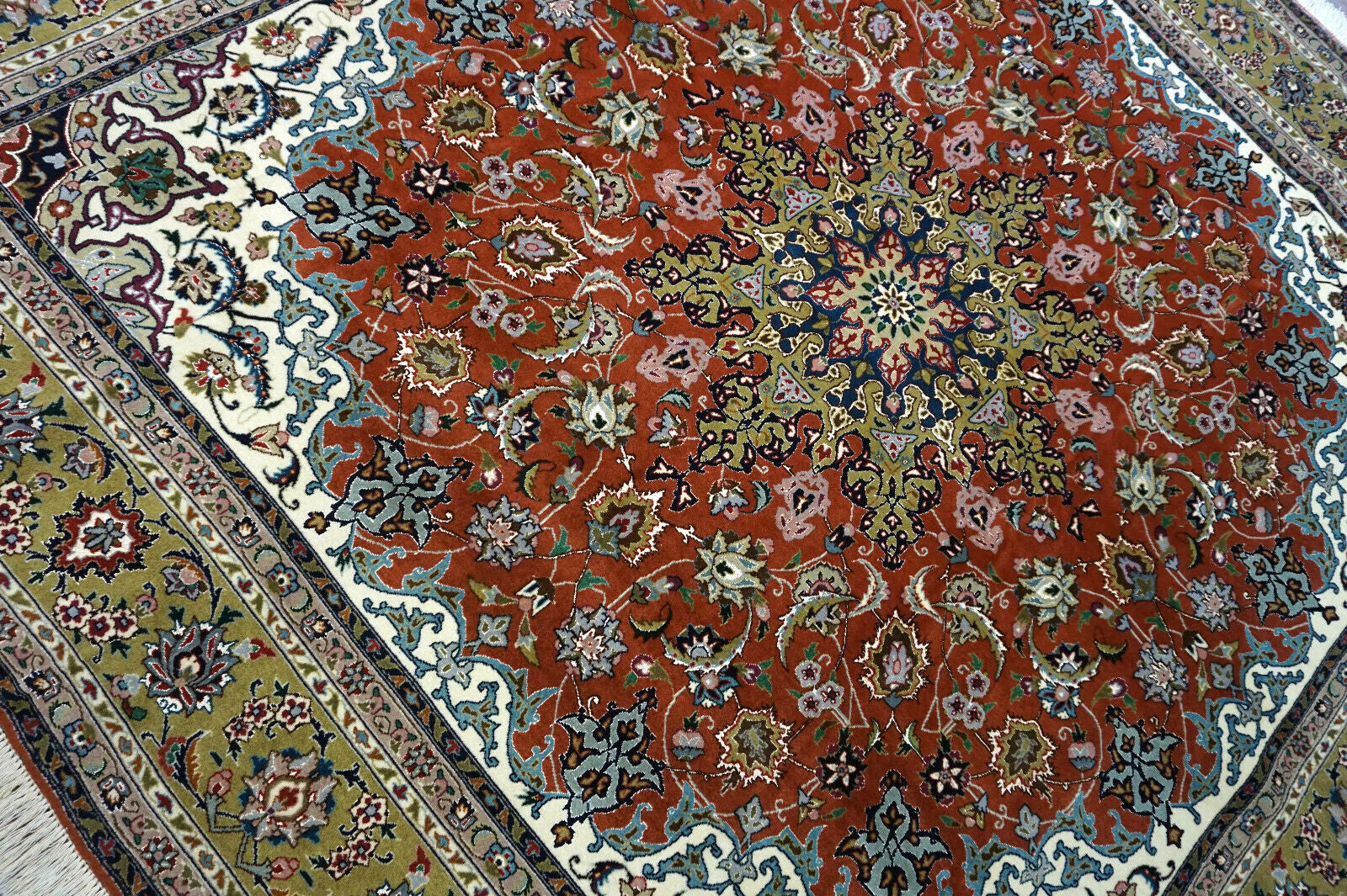 Handmade vintage Persian Tabriz rug 1970s