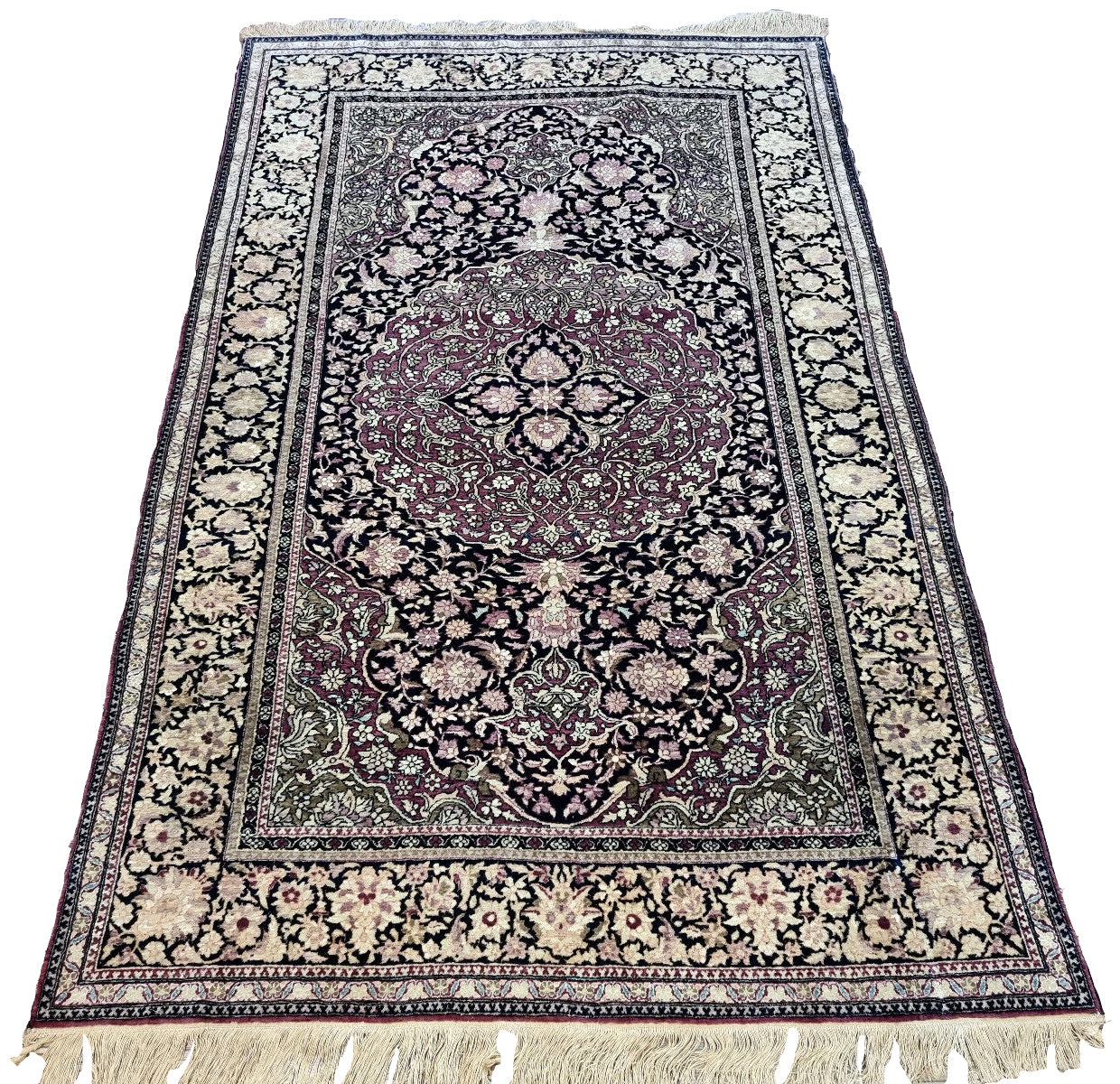 Handmade antique Persian Isfahan rug 1900s