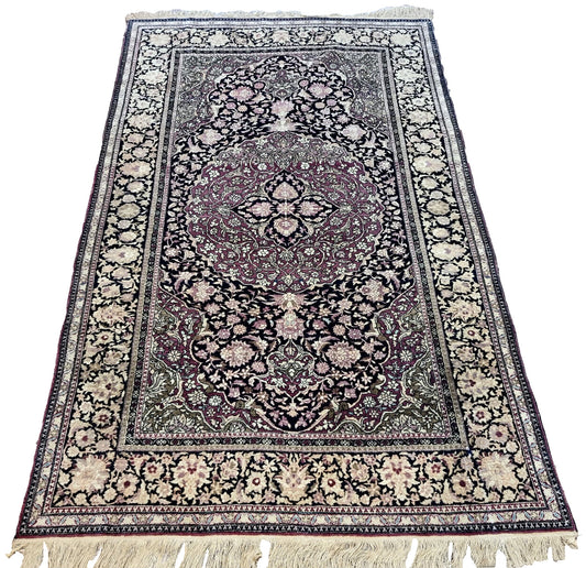 Handmade antique Persian Isfahan rug 1900s