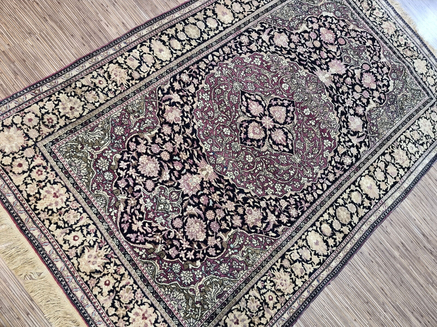 Handmade antique Persian Isfahan rug 1900s