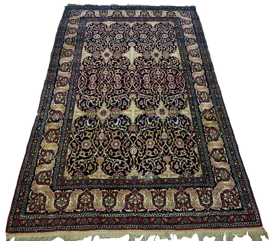 Handmade antique Persian Isfahan rug 1900s