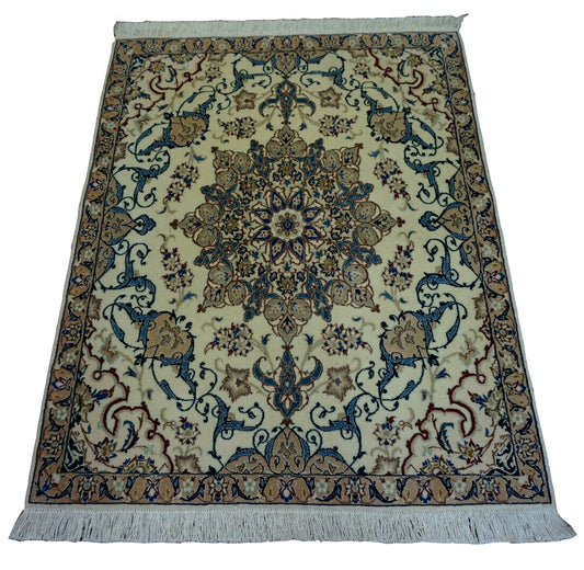 Handmade vintage Persian Nain rug 1970s