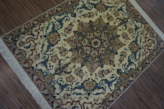 Handmade vintage Persian Nain rug 1970s