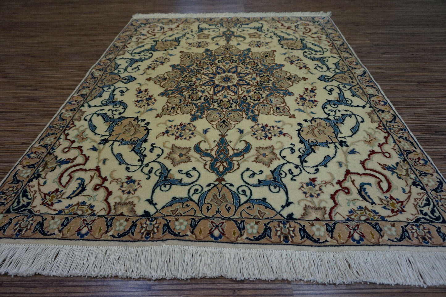 Handmade vintage Persian Nain rug 1970s