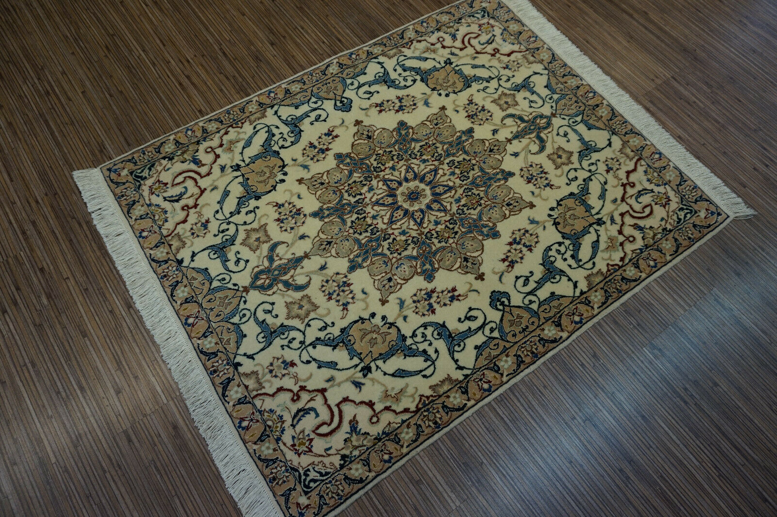 Handmade vintage Persian Nain rug 1970s