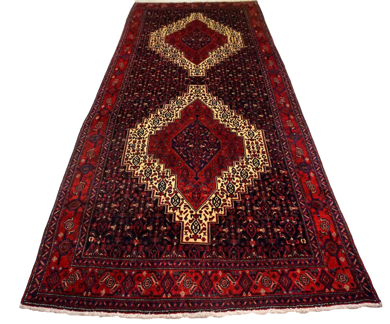 Handmade vintage Persian Senneh rug 1970s