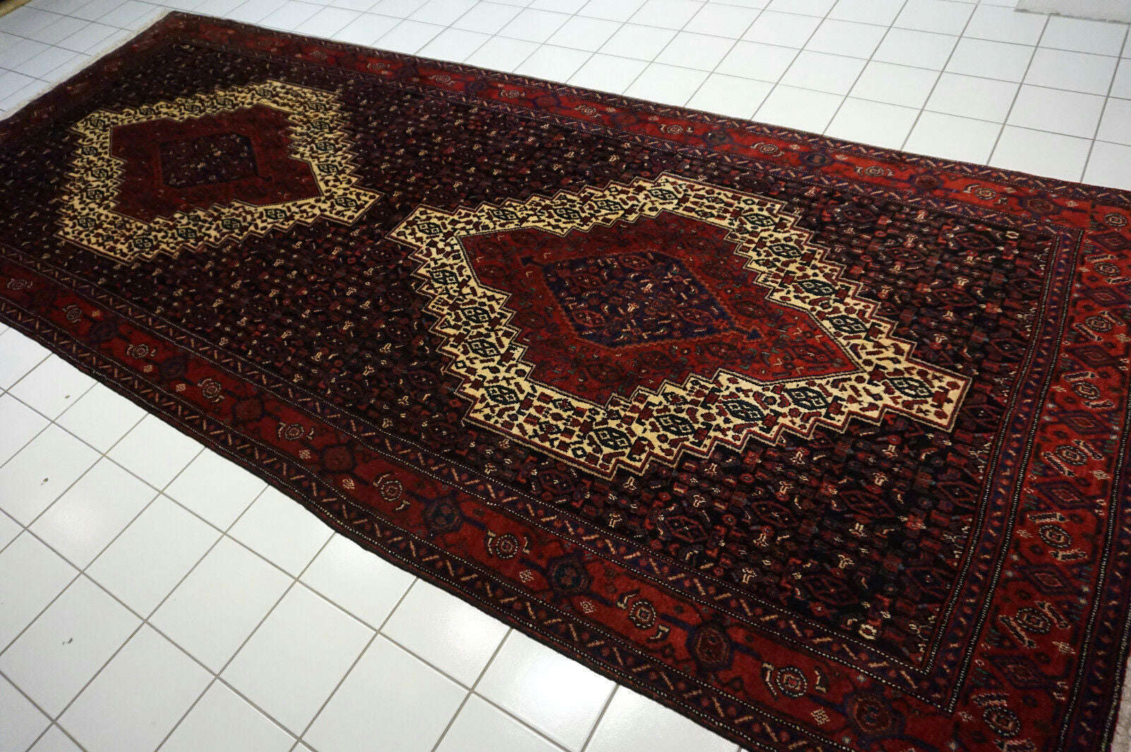 Handmade vintage Persian Senneh rug 1970s