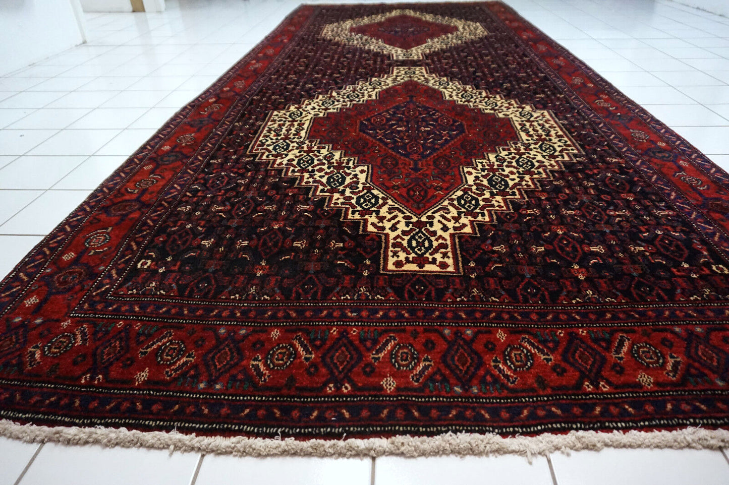 Handmade vintage Persian Senneh rug 1970s