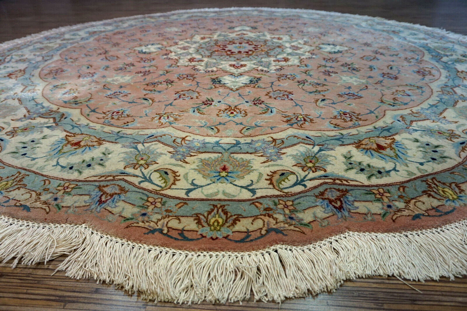 Close-up of Floral Pattern on Handmade Rug