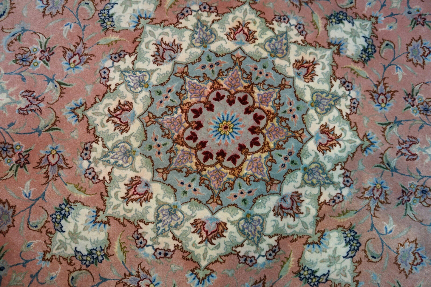 Intricate Hand-Knotted Design on Middle Eastern Rug