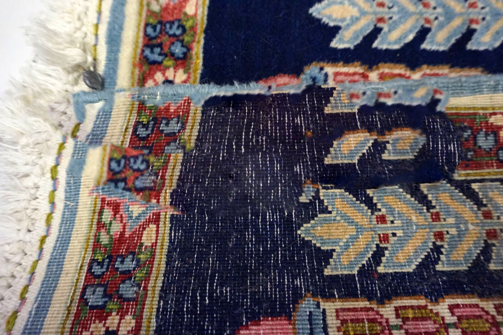 Reverse View of Antique Persian Kerman Mat