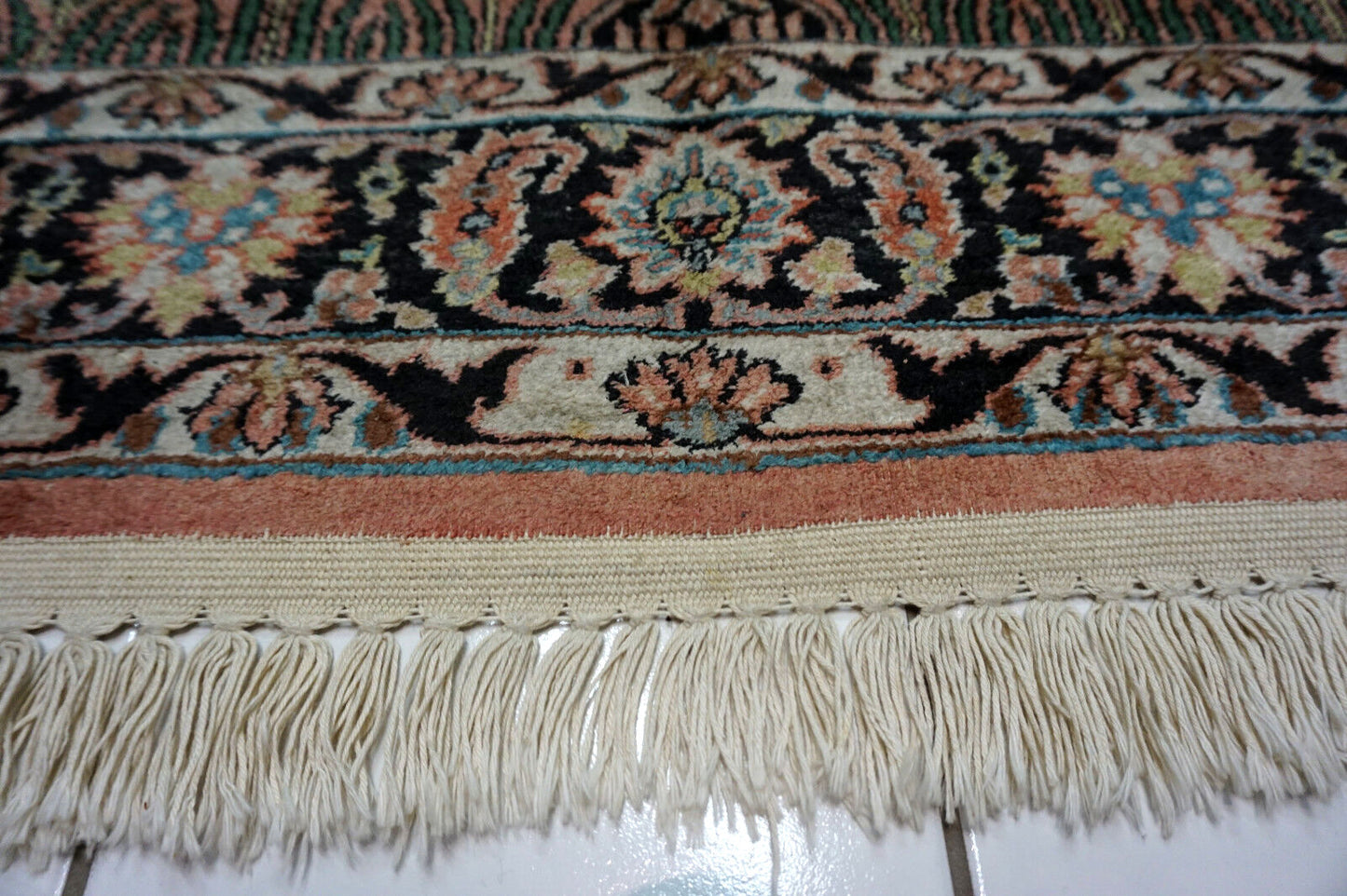 Exquisite Silk Rug from India's Kashmir Region in Good Condition