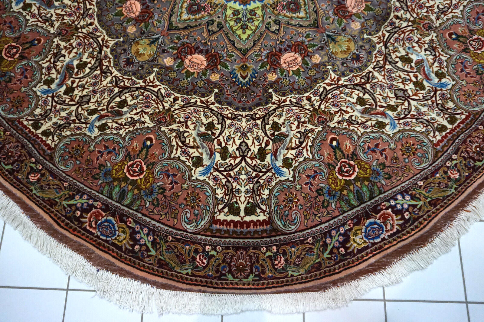 Floral motifs on 1970s Persian rug