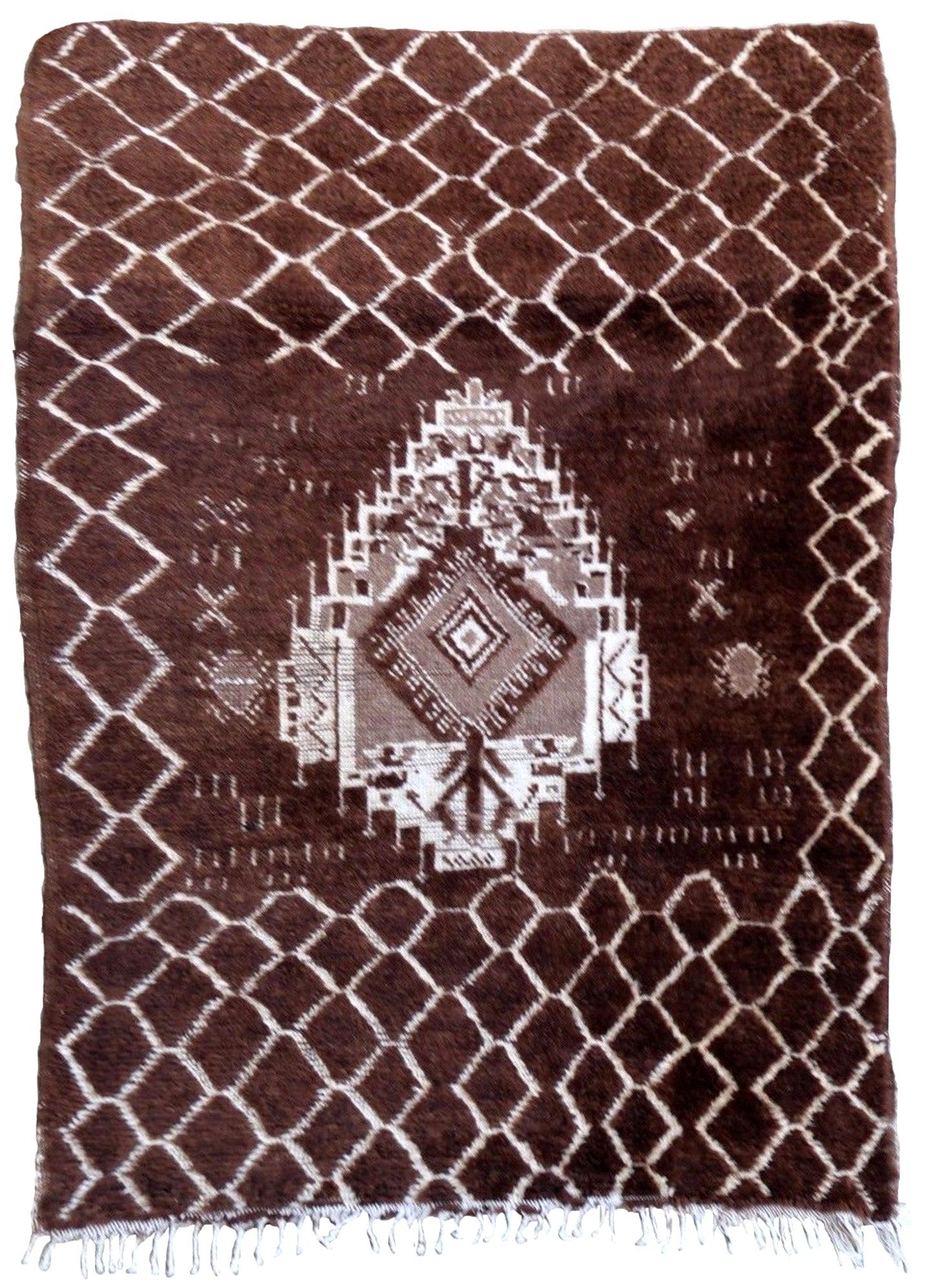 Handmade antique Moroccan Berber rug 3.4' x 5' (105cm x 155cm) 1930s - 1P06
