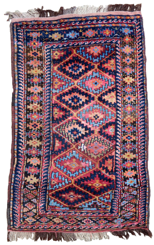 Handmade antique Persian Kurdish rug 1920s