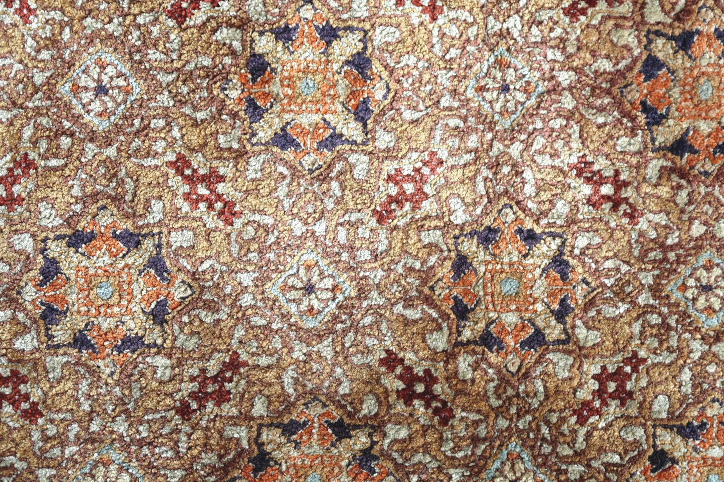 Handmade vintage Art Deco Chinese silk rug in all-over design. The rug made in silk in the middle of 20th century in original good condition.