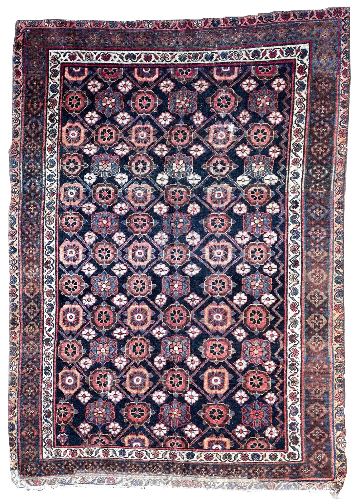 Handmade antique Persian Hamadan rug 1910s